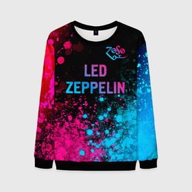 Мужской свитшот 3D с принтом Led Zeppelin   neon gradient: символ сверху в Кировске, 100% полиэстер с мягким внутренним слоем | круглый вырез горловины, мягкая резинка на манжетах и поясе, свободная посадка по фигуре | 