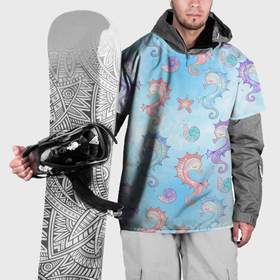 Накидка на куртку 3D с принтом Морские коньки   паттерн в Екатеринбурге, 100% полиэстер |  | 