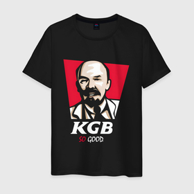 Мужская футболка хлопок с принтом Ленин KGB so good в Тюмени, 100% хлопок | прямой крой, круглый вырез горловины, длина до линии бедер, слегка спущенное плечо. | Тематика изображения на принте: 