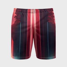 Мужские шорты спортивные с принтом Алый водопад ,  |  | Тематика изображения на принте: 