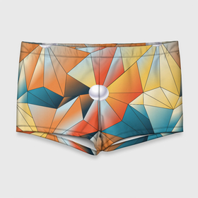 Мужские купальные плавки 3D с принтом Жемчужина   градиент из полигональных треугольников в Курске, Полиэстер 85%, Спандекс 15% |  | 