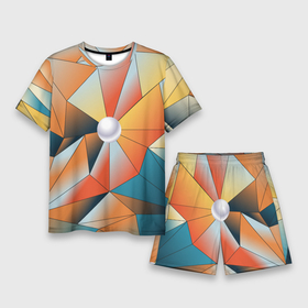 Мужской костюм с шортами 3D с принтом Жемчужина   градиент из полигональных треугольников в Курске,  |  | 