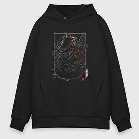 Мужское худи Oversize хлопок с принтом Fnatic x anime в Екатеринбурге, френч-терри — 70% хлопок, 30% полиэстер. Мягкий теплый начес внутри —100% хлопок | боковые карманы, эластичные манжеты и нижняя кромка, капюшон на магнитной кнопке | 