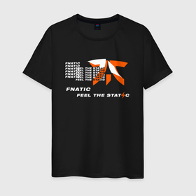 Мужская футболка хлопок с принтом Fnatic feel the static в Тюмени, 100% хлопок | прямой крой, круглый вырез горловины, длина до линии бедер, слегка спущенное плечо. | 