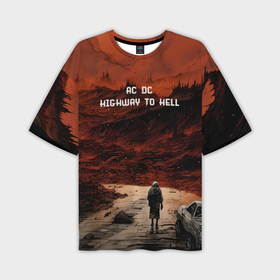 Мужская футболка oversize 3D с принтом AC DC Highway to hell в Новосибирске,  |  | 