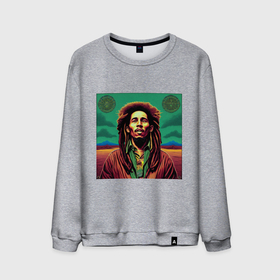 Мужской свитшот хлопок с принтом Digital Art Bob Marley in the field в Кировске, 100% хлопок |  | 