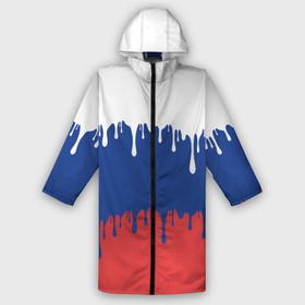 Мужской дождевик 3D с принтом Флаг России   потёки в Екатеринбурге,  |  | 