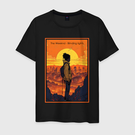 Мужская футболка хлопок с принтом The Weeknd Blinding lights в Курске, 100% хлопок | прямой крой, круглый вырез горловины, длина до линии бедер, слегка спущенное плечо. | Тематика изображения на принте: 