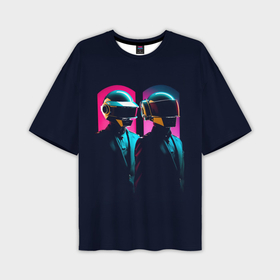 Мужская футболка oversize 3D с принтом Daft Punk   One more time ,  |  | Тематика изображения на принте: 