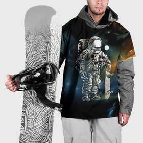 Накидка на куртку 3D с принтом Космонавт скейтбордист в Белгороде, 100% полиэстер |  | 