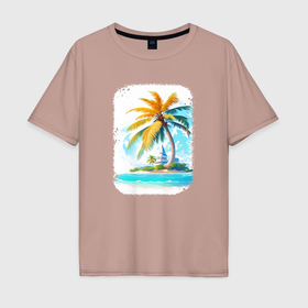 Мужская футболка хлопок Oversize с принтом Island Getaway в Кировске, 100% хлопок | свободный крой, круглый ворот, “спинка” длиннее передней части | 