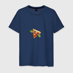 Мужская футболка хлопок с принтом Пицца итальянская забавная в Петрозаводске, 100% хлопок | прямой крой, круглый вырез горловины, длина до линии бедер, слегка спущенное плечо. | 