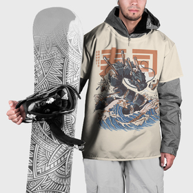 Накидка на куртку 3D с принтом Суши дракон с иероглифами в японском стиле в Новосибирске, 100% полиэстер |  | 