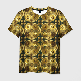 Мужская футболка 3D с принтом Золотые защитные пластины в Санкт-Петербурге, 100% полиэфир | прямой крой, круглый вырез горловины, длина до линии бедер | 