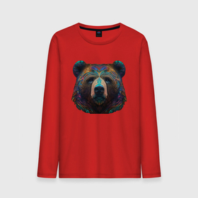 Мужской лонгслив хлопок с принтом Красочный медведь   нейросеть в Санкт-Петербурге, 100% хлопок |  | 