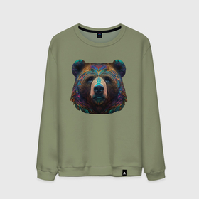 Мужской свитшот хлопок с принтом Красочный медведь   нейросеть в Санкт-Петербурге, 100% хлопок |  | 
