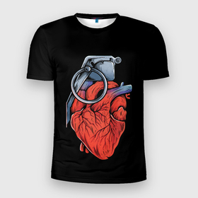 Мужская футболка 3D Slim с принтом Сердце гараната , 100% полиэстер с улучшенными характеристиками | приталенный силуэт, круглая горловина, широкие плечи, сужается к линии бедра | 