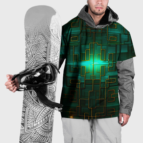 Накидка на куртку 3D с принтом Тёмно зелёная электросхема в Екатеринбурге, 100% полиэстер |  | Тематика изображения на принте: 