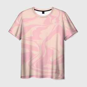 Мужская футболка 3D с принтом Кремовый розовый абстракт в Белгороде, 100% полиэфир | прямой крой, круглый вырез горловины, длина до линии бедер | 
