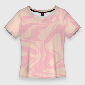 Женская футболка 3D Slim с принтом Кремовый розовый абстракт в Белгороде,  |  | 