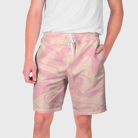 Мужские шорты 3D с принтом Кремовый розовый абстракт в Белгороде,  полиэстер 100% | прямой крой, два кармана без застежек по бокам. Мягкая трикотажная резинка на поясе, внутри которой широкие завязки. Длина чуть выше колен | 