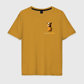Мужская футболка хлопок Oversize с принтом Милая морская свинка , 100% хлопок | свободный крой, круглый ворот, “спинка” длиннее передней части | Тематика изображения на принте: 