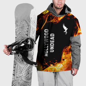 Накидка на куртку 3D с принтом Hollywood Undead и пылающий огонь в Новосибирске, 100% полиэстер |  | Тематика изображения на принте: 