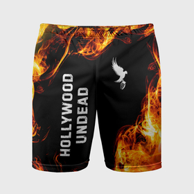 Мужские шорты спортивные с принтом Hollywood Undead и пылающий огонь в Екатеринбурге,  |  | 