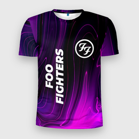 Мужская футболка 3D Slim с принтом Foo Fighters violet plasma , 100% полиэстер с улучшенными характеристиками | приталенный силуэт, круглая горловина, широкие плечи, сужается к линии бедра | 