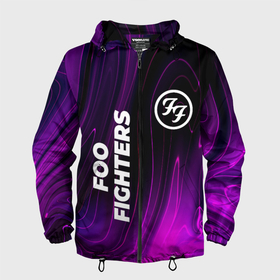 Мужская ветровка 3D с принтом Foo Fighters violet plasma , 100% полиэстер | подол и капюшон оформлены резинкой с фиксаторами, два кармана без застежек по бокам, один потайной карман на груди | 