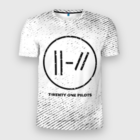 Мужская футболка 3D Slim с принтом Twenty One Pilots с потертостями на светлом фоне в Рязани, 100% полиэстер с улучшенными характеристиками | приталенный силуэт, круглая горловина, широкие плечи, сужается к линии бедра | Тематика изображения на принте: 