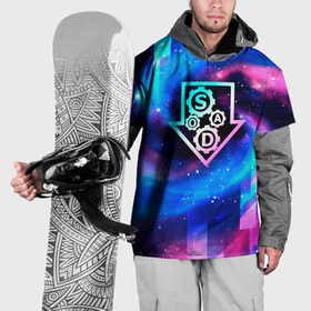 Накидка на куртку 3D с принтом System of a Down неоновый космос , 100% полиэстер |  | 