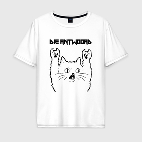 Мужская футболка хлопок Oversize с принтом Die Antwoord   rock cat в Кировске, 100% хлопок | свободный крой, круглый ворот, “спинка” длиннее передней части | 