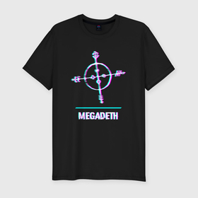 Мужская футболка хлопок Slim с принтом Megadeth glitch rock в Екатеринбурге, 92% хлопок, 8% лайкра | приталенный силуэт, круглый вырез ворота, длина до линии бедра, короткий рукав | 