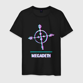 Мужская футболка хлопок с принтом Megadeth glitch rock , 100% хлопок | прямой крой, круглый вырез горловины, длина до линии бедер, слегка спущенное плечо. | 