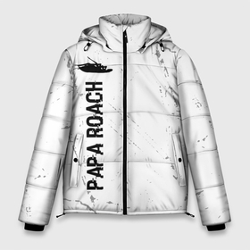 Мужская зимняя куртка 3D с принтом Papa Roach glitch на светлом фоне: по вертикали , верх — 100% полиэстер; подкладка — 100% полиэстер; утеплитель — 100% полиэстер | длина ниже бедра, свободный силуэт Оверсайз. Есть воротник-стойка, отстегивающийся капюшон и ветрозащитная планка. 

Боковые карманы с листочкой на кнопках и внутренний карман на молнии. | 