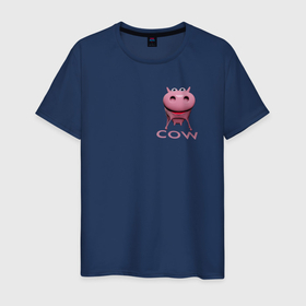 Мужская футболка хлопок с принтом забавная корова в Новосибирске, 100% хлопок | прямой крой, круглый вырез горловины, длина до линии бедер, слегка спущенное плечо. | 