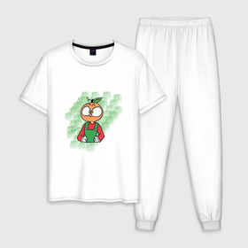 Мужская пижама хлопок с принтом Довольное Тыквенное яблоко Чарли , 100% хлопок | брюки и футболка прямого кроя, без карманов, на брюках мягкая резинка на поясе и по низу штанин
 | 