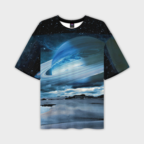 Мужская футболка oversize 3D с принтом Падение Сатурна   пейзаж в Екатеринбурге,  |  | 