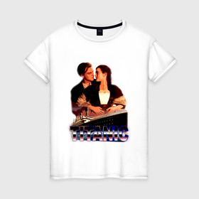 Женская футболка хлопок с принтом Титаник Ретро Дизайн в Кировске, 100% хлопок | прямой крой, круглый вырез горловины, длина до линии бедер, слегка спущенное плечо | 