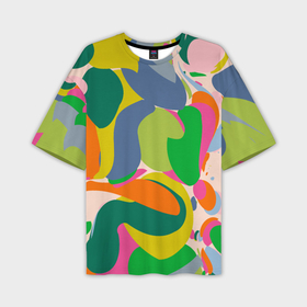 Мужская футболка oversize 3D с принтом Краски абстрактные линии в Петрозаводске,  |  | Тематика изображения на принте: 