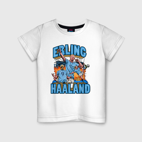 Детская футболка хлопок с принтом Эрлинг Холанд Манчестер Сити 9 в Белгороде, 100% хлопок | круглый вырез горловины, полуприлегающий силуэт, длина до линии бедер | 