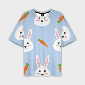 Мужская футболка oversize 3D с принтом Зайчики и морковки в Петрозаводске,  |  | Тематика изображения на принте: 