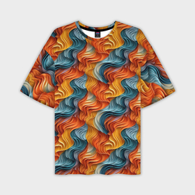 Мужская футболка oversize 3D с принтом Волны ярких красок в Санкт-Петербурге,  |  | 