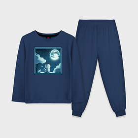 Детская пижама с лонгсливом хлопок с принтом Котенок и луна ,  |  | 