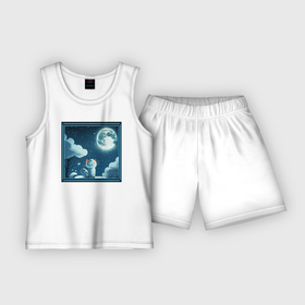 Детская пижама с шортами хлопок с принтом Котенок и луна ,  |  | 
