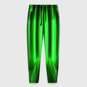 Мужские брюки 3D с принтом Зеленые неоновый световой фон в Белгороде, 100% полиэстер | манжеты по низу, эластичный пояс регулируется шнурком, по бокам два кармана без застежек, внутренняя часть кармана из мелкой сетки | 