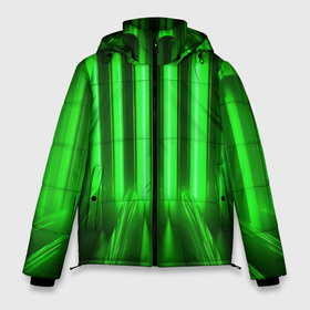 Мужская зимняя куртка 3D с принтом Зеленые неоновый световой фон в Белгороде, верх — 100% полиэстер; подкладка — 100% полиэстер; утеплитель — 100% полиэстер | длина ниже бедра, свободный силуэт Оверсайз. Есть воротник-стойка, отстегивающийся капюшон и ветрозащитная планка. 

Боковые карманы с листочкой на кнопках и внутренний карман на молнии. | 