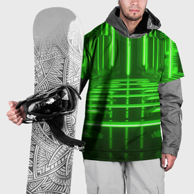 Накидка на куртку 3D с принтом Зеленые световые объекты в Курске, 100% полиэстер |  | 
