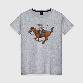 Женская футболка хлопок с принтом Гонка на лошадке в Петрозаводске, 100% хлопок | прямой крой, круглый вырез горловины, длина до линии бедер, слегка спущенное плечо | 